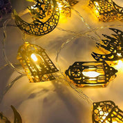 Ramadan Eid Mubarak String Lights – Battery Powered Moon Star Lantern LED Fairy Lights for Indoor & Outdoor Decoration