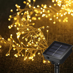 Solar Firecracker Lights – 9.8ft, 100 LED Waterproof Cluster Lights with 8 Modes, Ideal for Garden, Wedding, and Party Decor, Warm White Fairy Lights