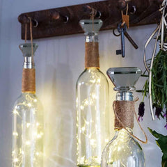 10-Piece Solar-Powered Bottle Lights with Copper Wire and Cork Shaped Tops – Ideal for Weddings, Holidays, and Festive Decorations