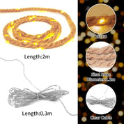 LED string light with details on length, LED count, material, and cable type.
