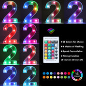 Rainbow LED Number Light 3 Color Changing