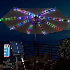 Solar Patio Umbrella Lights, 104 LED, Remote Controlled, 8 Modes (Warm White)