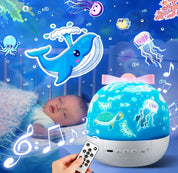 Kids Night Light Projector, 144 Lighting Modes + 15 Films, USB Rechargeable Baby Night Light with Remote, 360° Rotating Projector for Kids Bedroom