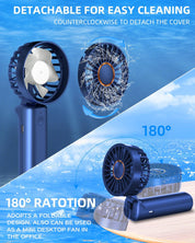 Foldable Mini Handheld Fan 1800mAh Deep Blue