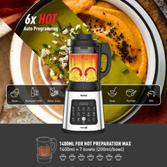 Blender & Soup Maker 2L – Perfectmix Cook with 10 Auto Programs, Smoothie Maker, Glass Jug, Removable Blades, Cleaning Brush
