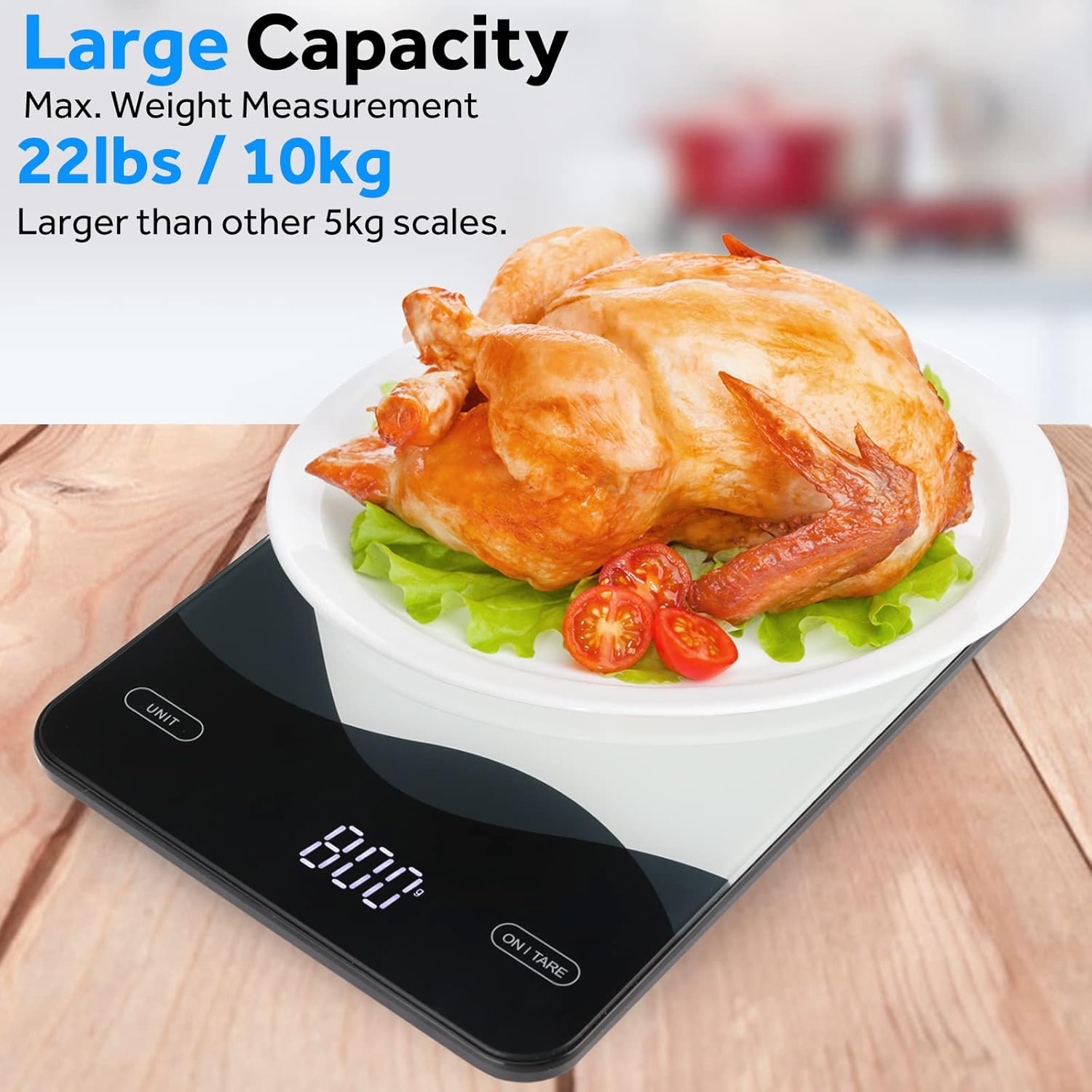 AIMILAR Rechargeable Digital Kitchen Scale, 22lb LED Display, Ounces & Grams