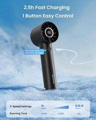 Turbo Handheld Fan with LED Torch and Clasp Base