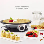 13 Inch Black Electric Crepe & Pancake Maker 1200W – Adjustable Temperature Hotplate