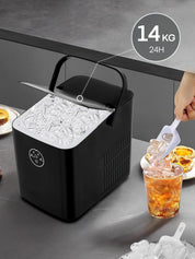 FOHERE Ice Maker Machine Countertop – 14KG/24H – 2 Ice Sizes – Self-Cleaning – Black