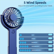 Mini Portable Handheld Fan 5 Speed USB Rechargeable