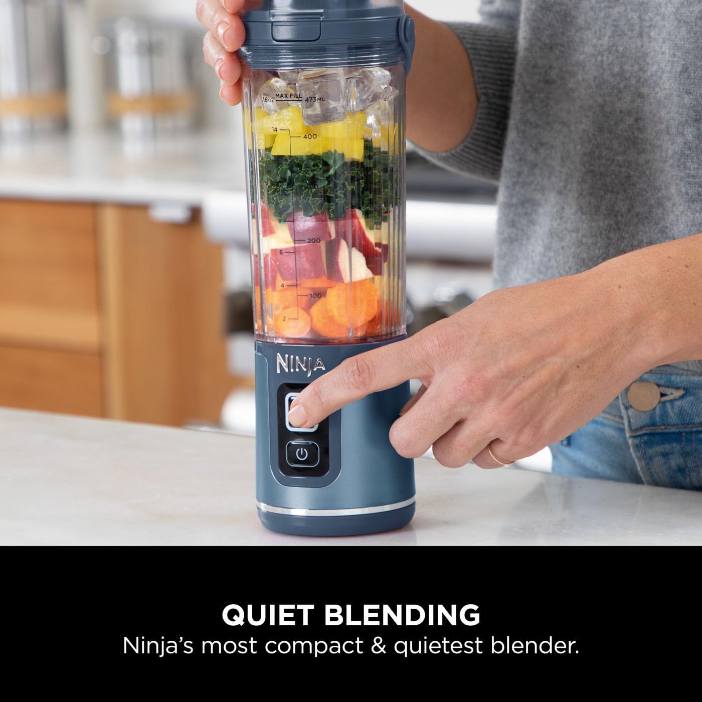 Blast Portable Blender 530ml – Cordless Rechargeable Mini Blender with Leakproof Lid, Blends Ice, Frozen Fruit & Shakes