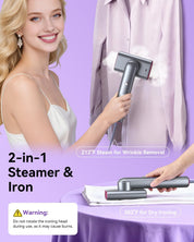 Travel Clothes Steamer, 15s Fast Heat-up, clothes steamer handheld, 20 Minutes of Continuous Ironing Handheld Garment Steamer for Travel and Home (Purple)