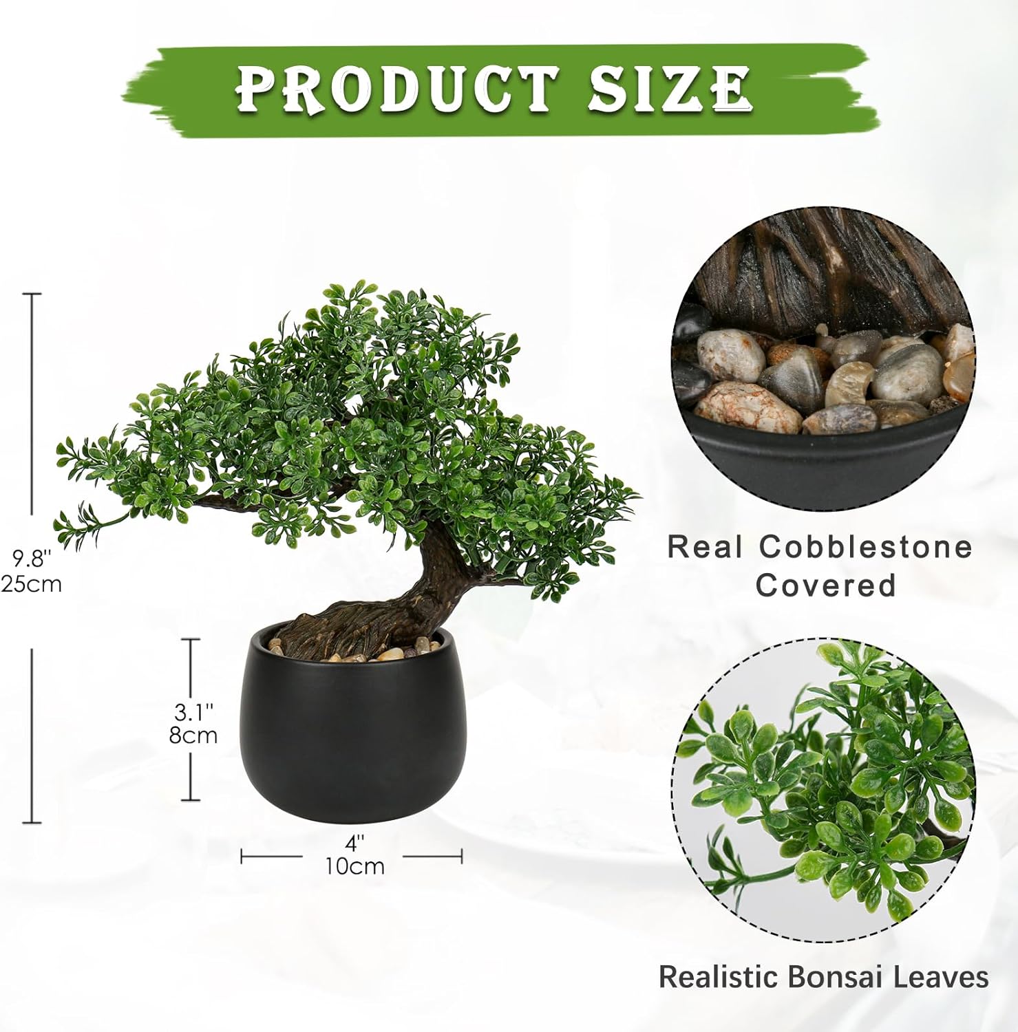 Oairse Artificial Bonsai Tree in Ceramic Pot – Faux Japanese Plant for Home & Office Décor