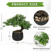 Oairse Artificial Bonsai Tree in Ceramic Pot – Faux Japanese Plant for Home & Office Décor
