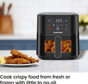 Air Fryer 3.75L – Compact Hi-Fry Technology for Crisp Results, Easy-View Window, 4 Presets, Touch Controls – Black
