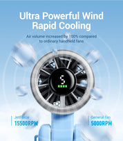 Diveblues Portable Handheld Fan, High-Speed Turbo Portable Fan, LED Display, Up to 12 Hours, 4000mAh Battery, 5 Wind Gear, Rechargeable small Hand Fan for Travel/Commute/Outdoor, Gifts for Women