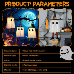 Halloween Witcher Hat Hanging Ghost Lights 3 Pack Outdoor Indoor Decor