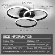 Ceiling light fixture with dimensions and technical specifications on a gray background