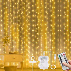 Curtain Fairy Lights, Waterproof LED String Lights with Remote & Timer for Indoor/Outdoor Decoration