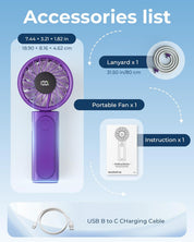 Handheld Fan, Portable Fan with 4000mAh Rechargeable Battery, LED Display Hand Fan with 6 Speeds, Mini Fan 180° Foldable for Home Office Travel Outdoor Bedroom