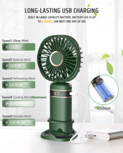 Mini Handheld USB Fan – Portable Rechargeable 5-Speed Folding Fan