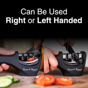 Smart Sharp 3-Stage Manual Knife Sharpener – Professional Kitchen Sharpener with Diamond Rods, Tungsten Carbide Plates & Ceramic Stone – Ergonomic Design, Black/Chrome Finish
