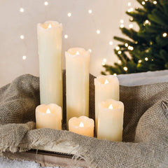 3-Pack Cream Pillar Candles – Battery Operated, Real Wax, Flickering Flame, Warm White LED for Indoor Christmas Decor