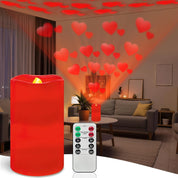 Flameless LED Candle Lights with Romantic Heart Projection, Remote Control & Timer for Valentine’s Day Décor and Special Occasions