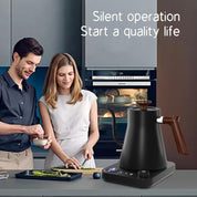RHD Electric Gooseneck Kettle 0.9L – LCD Display, Real-Time Temp Control, 1200W Fast Heat, 304 Stainless Steel, Matte Black