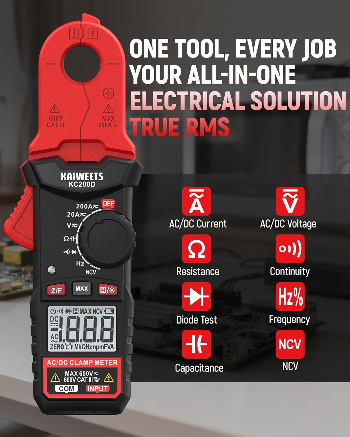 Mini Digital Clamp Meter True RMS AC/DC Voltage Tester