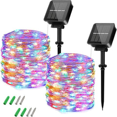 98FT 260LED Solar String Lights Outdoor Garden Waterproof,[2Pack]Total 30M Solar Fairy Lights Extra-Long,8 Modes Copper Wire Solar Powered Outdoor Lights/Outside Decor Lighting for Garden Patio Yard