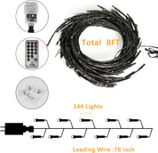 White LED Willow Vine Lights for Bedroom Wall Décor, 8ft Plug-In Twig Branch Lights with Remote Control for Indoor Home Decoration