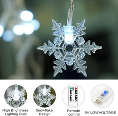 LED snowflake ornament with high brightness lighting bulb, snowflake design, remote control, and 5V lowvoltage features.