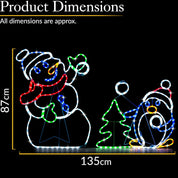 Multi-coloured LED rope light for garden display