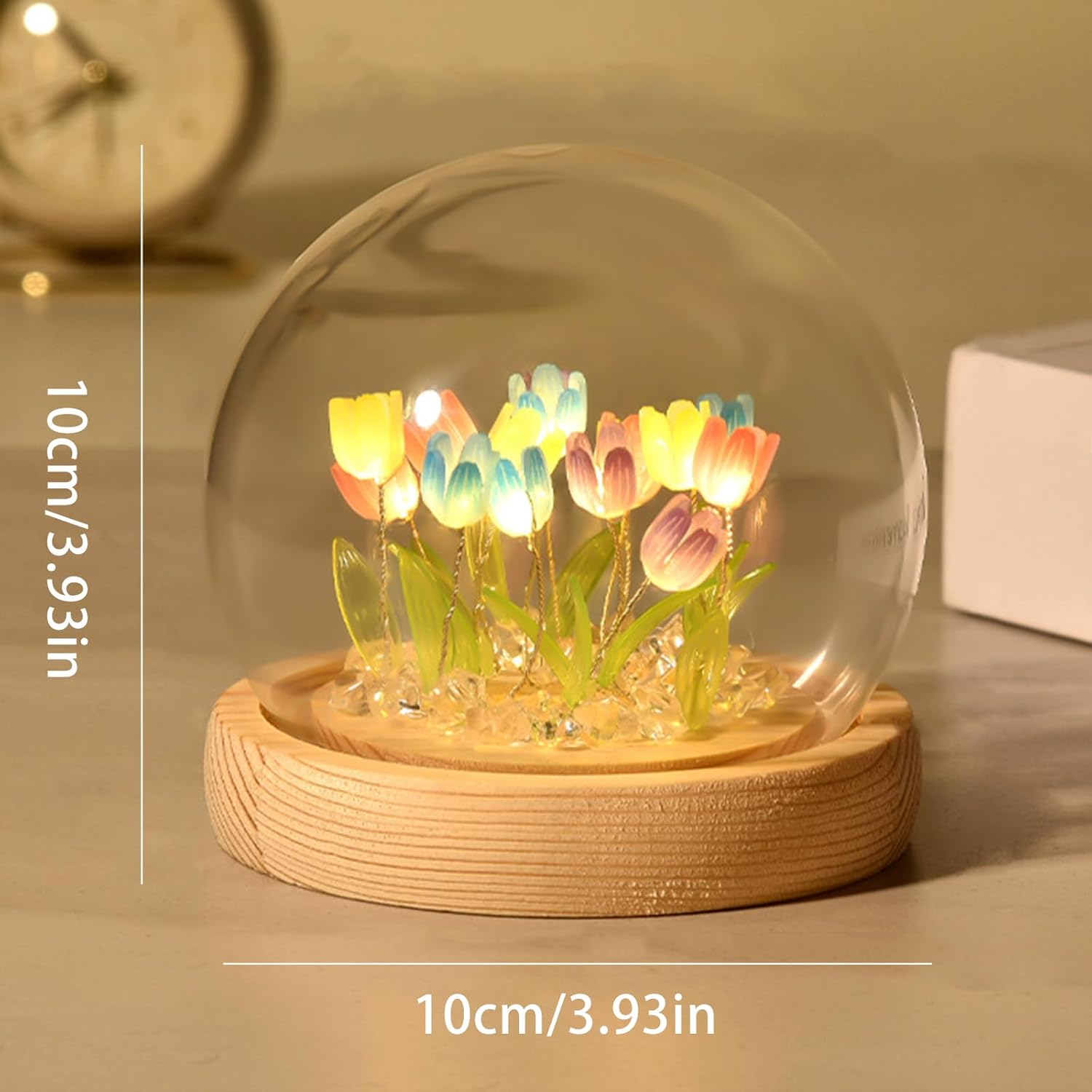 Colorful 20 Tulips Flower Night Lamp with Fairy Lights – Cute Battery Powered Bedroom Decor Gift