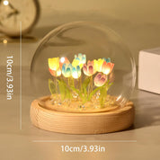 Colorful 20 Tulips Flower Night Lamp with Fairy Lights – Cute Battery Powered Bedroom Decor Gift