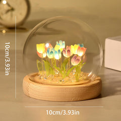 Colorful 20 Tulips Flower Night Lamp with Fairy Lights – Cute Battery Powered Bedroom Decor Gift