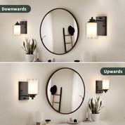 Pack of 2 Industrial Dimmable Wall Sconce - Matte Black with Rotary Dimmer Switch
