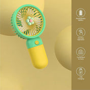 Handheld Fan – Hand Held Fan Rechargeable – Mini Portable Fans Handheld USB Rechargeable Fans with 3 Speeds – Battery Operated Mini Desk Cooler – Hand Held Travel Cooler (Yellow/Green)