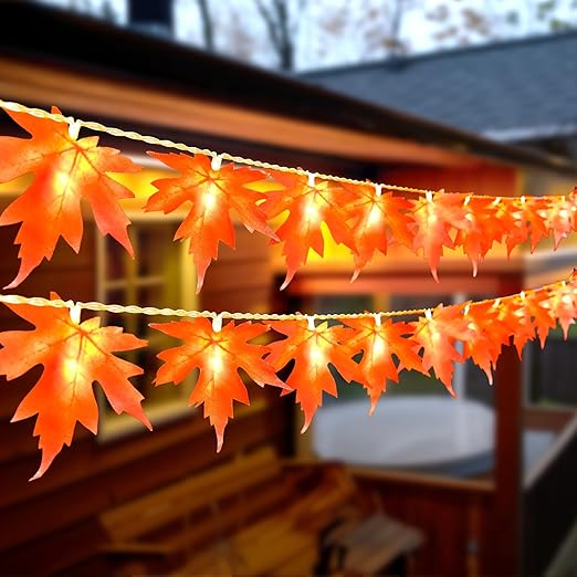 3M Maple Leaf Fairy Lights 20LED Battery Operated with Timer for Halloween, Thanksgiving, Christmas Party, Table Decoration