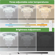 Modern Crystal Ceiling Chandelier 9.8" LED Flush Mount Dimmable Light