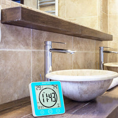 Waterproof Digital Timer & Clock – Bathroom/Kitchen, Thermometer, Hygrometer, Multi-Use