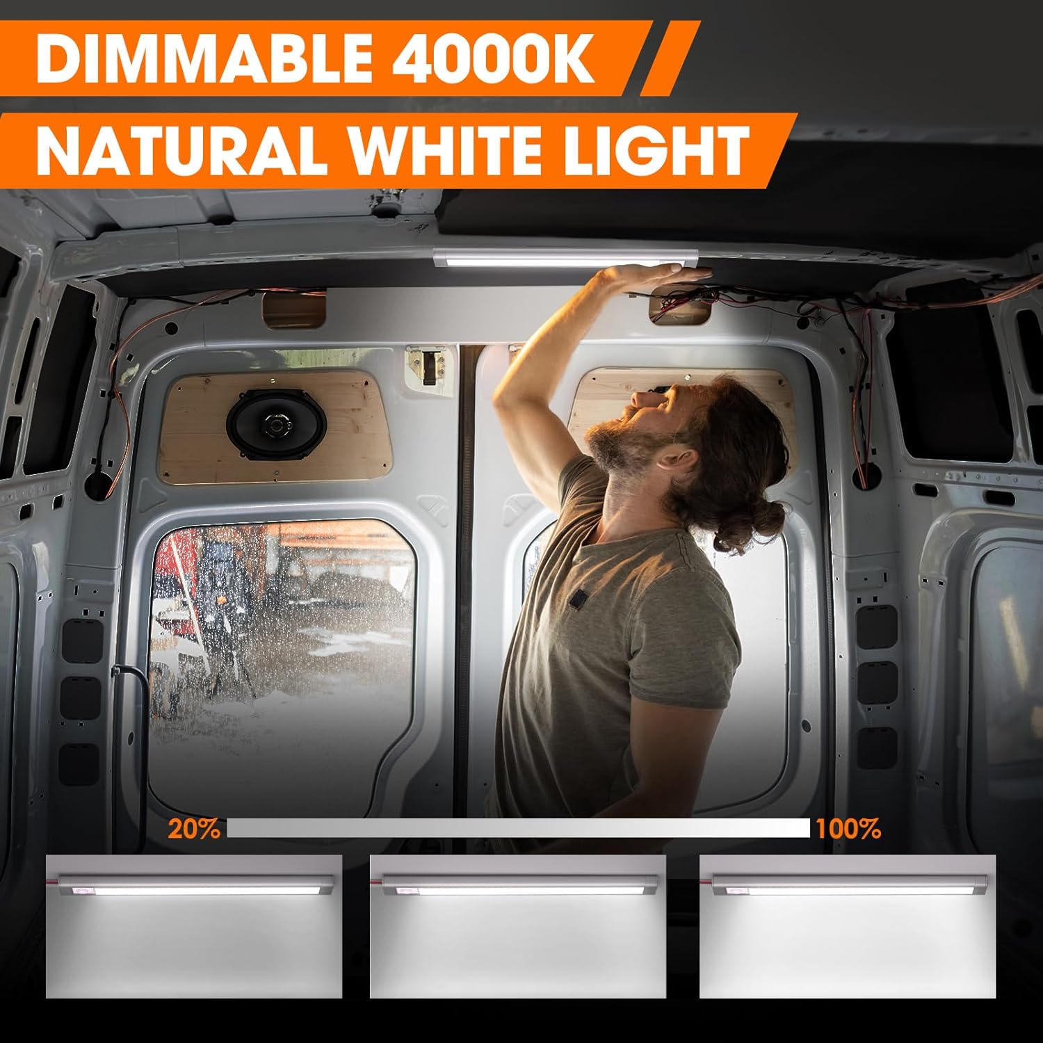 12V LED Light Strip for RV Trailer Truck Van 4000K 2Pack Silver 10.55in