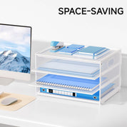 4-Tier Mesh Desk Organiser with Handle – Letter Tray & Magazine File Holder, White