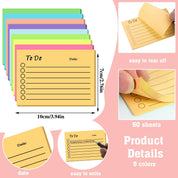 9-Pack To-Do List Sticky Notes, Colorful Lined Self-Stick Notepads, 450 Sheets