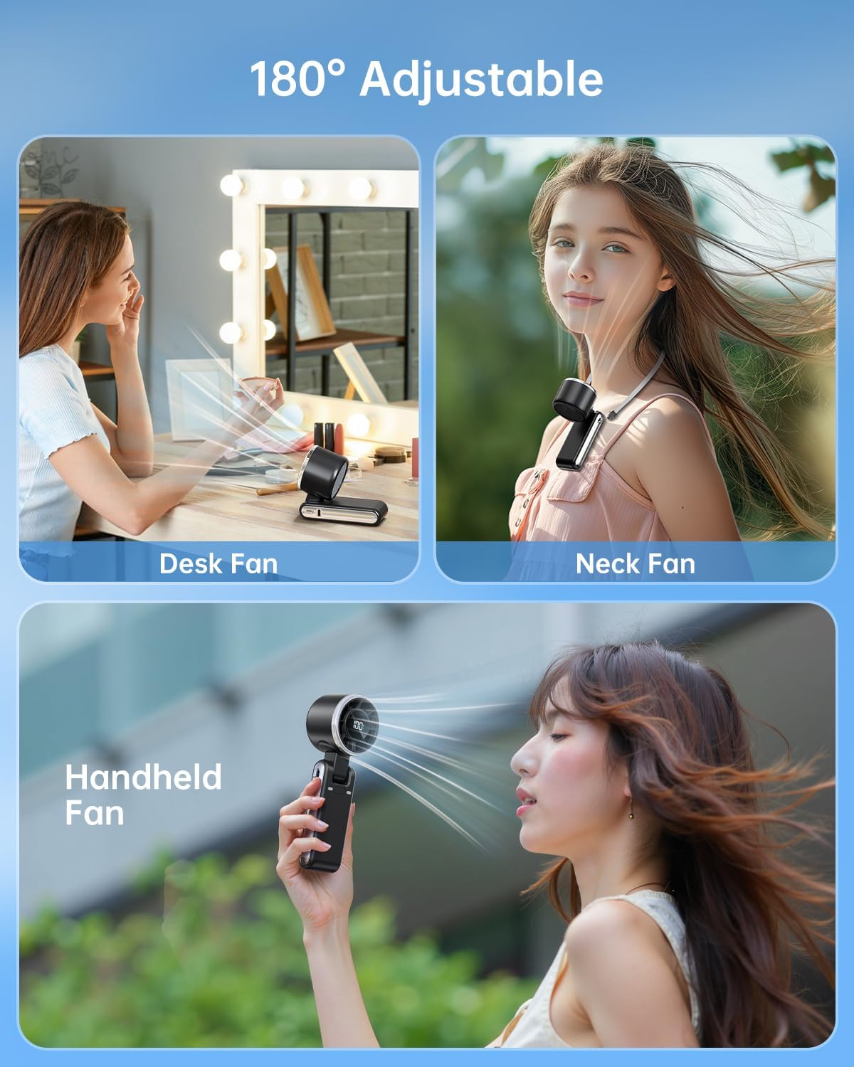 Portable Handheld Turbo Fan – 5-Speed Rechargeable Mini Fan