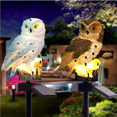 Owl Shape LED Solar Garden Light, Waterproof Solar Lawn Lamp, Creative Outdoor Yard and Garden Ornaments (White)