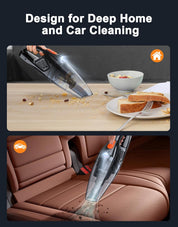 Handheld Vacuum Cleaner Black – 9KPA Cordless Car & Home Dust Buster