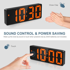 Upgraded LED Digital Alarm Clock – Temperature, Adjustable Brightness, Voice Control, 12/24H