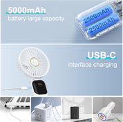Portable Handheld Fan 5000mAh, 5-Speed USB Mini Fan